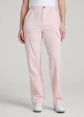 American Tall Sale | Straight Leg Cargo Chino Pants for Tall Women in Barely Pink