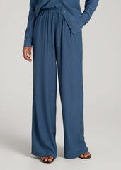 American Tall Outlet | Crinkle Pull-on Wide-leg Pants for Tall Women in Flag Blue
