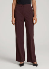 American Tall Discount | Flat Front Wide Leg Dress Pants for Tall Women in Oxblood
