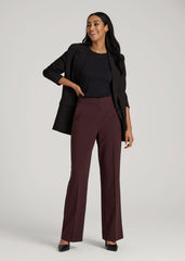 American Tall Discount | Flat Front Wide Leg Dress Pants for Tall Women in Oxblood