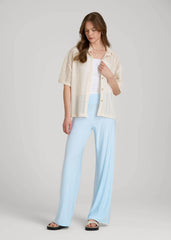 American Tall Discount | Pull-On Breezy Wide Leg Pants for Tall Women in Ice Blue