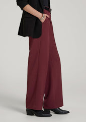American Tall Online | Wide Leg Pleated Dress Pants 2.0 for Tall Women in Tawny Port