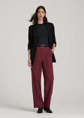 American Tall Online | Wide Leg Pleated Dress Pants 2.0 for Tall Women in Tawny Port