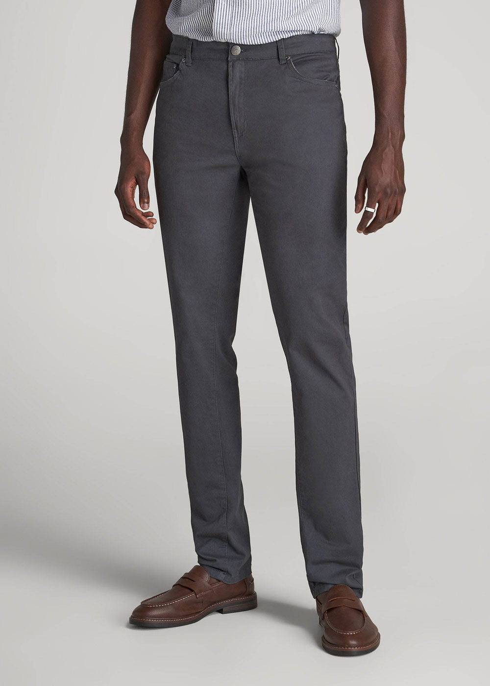 American Tall Outlet | Dylan Slim Fit Five-Pocket Pants For Tall Men in Iron Grey