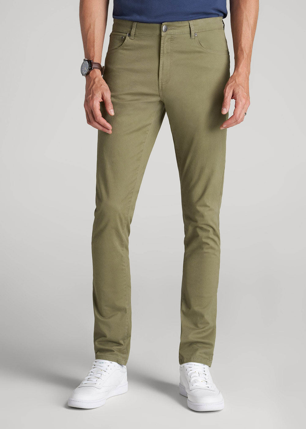 American Tall Online | Carman TAPERED Fit Five Pocket Pants for Tall Men in Fatigue Green
