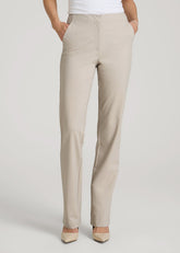 American Tall Outlet | Freedom Flex Slim Straight Leg Dress Pants for Tall Women in Stone