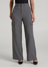 American Tall Discount | Cargo Wide Leg Dress Pants for Tall Women in Graphic Charcoal