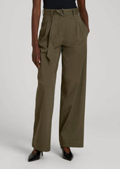 American Tall Online Shop | Pleated Wide Leg Chino With Belt for Tall Women in Forest Night