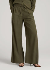 American Tall Outlet | Relaxed Pull-On Pants for Tall Women in Forest Night