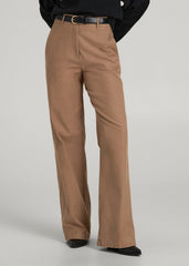 American Tall Discount | High Rise Wide Leg Flat Front Chinos for Tall Women in Fawn