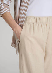 American Tall Online | Pull On Wide Leg Linen Pants for Tall Women in Light Stone