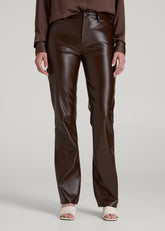 American Tall Sale | True Touch Leather Straight Leg Pants for Tall Women in Espresso
