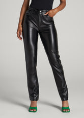 American Tall Online | True Touch Leather SLIM Pants for Tall Women in Black