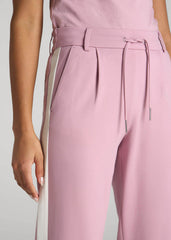 American Tall Discount | Pull On Tuxedo Stripe Pants for Tall Women in Pink Peony and White Alyssum