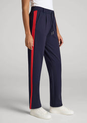 American Tall Online | Pull On Tuxedo Stripe Pants for Tall Women in True Navy and Radiant Red