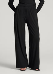 American Tall Online Shop | Ribbed Knit Wide Leg Pant for Tall Women in Deep Black