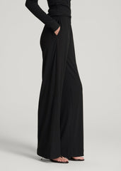 American Tall Online Shop | Ribbed Knit Wide Leg Pant for Tall Women in Deep Black