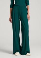 American Tall Discount | Ribbed Knit Wide Leg Pant for Tall Women in Deep Teal