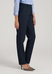 American Tall Sale | Flat Front Tapered Dress Pants for Tall Women in True Navy