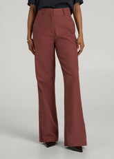 American Tall Outlet | High Rise Wide Leg Flat Front Chinos for Tall Women in Intense Rust