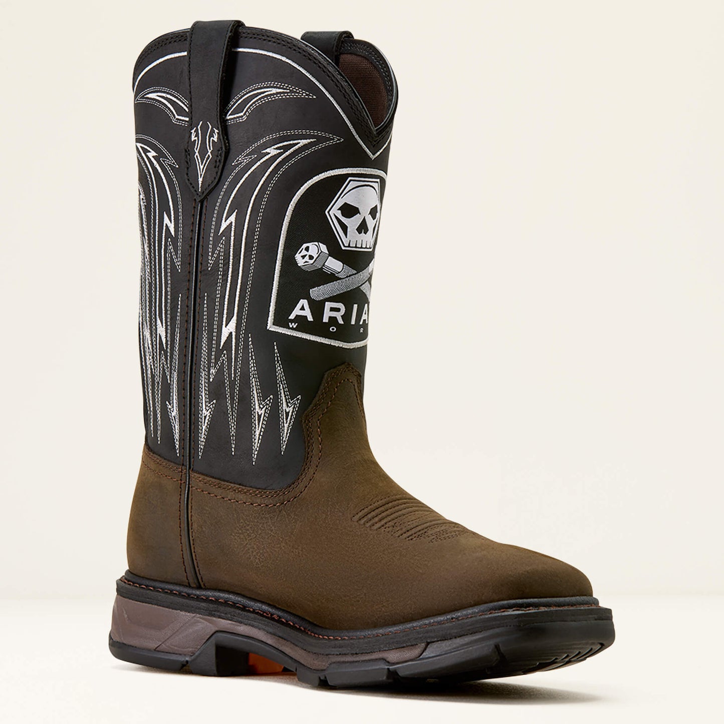 Ariat WorkHog XT Bolt Skull Waterproof Wide Square Toe Work Boot