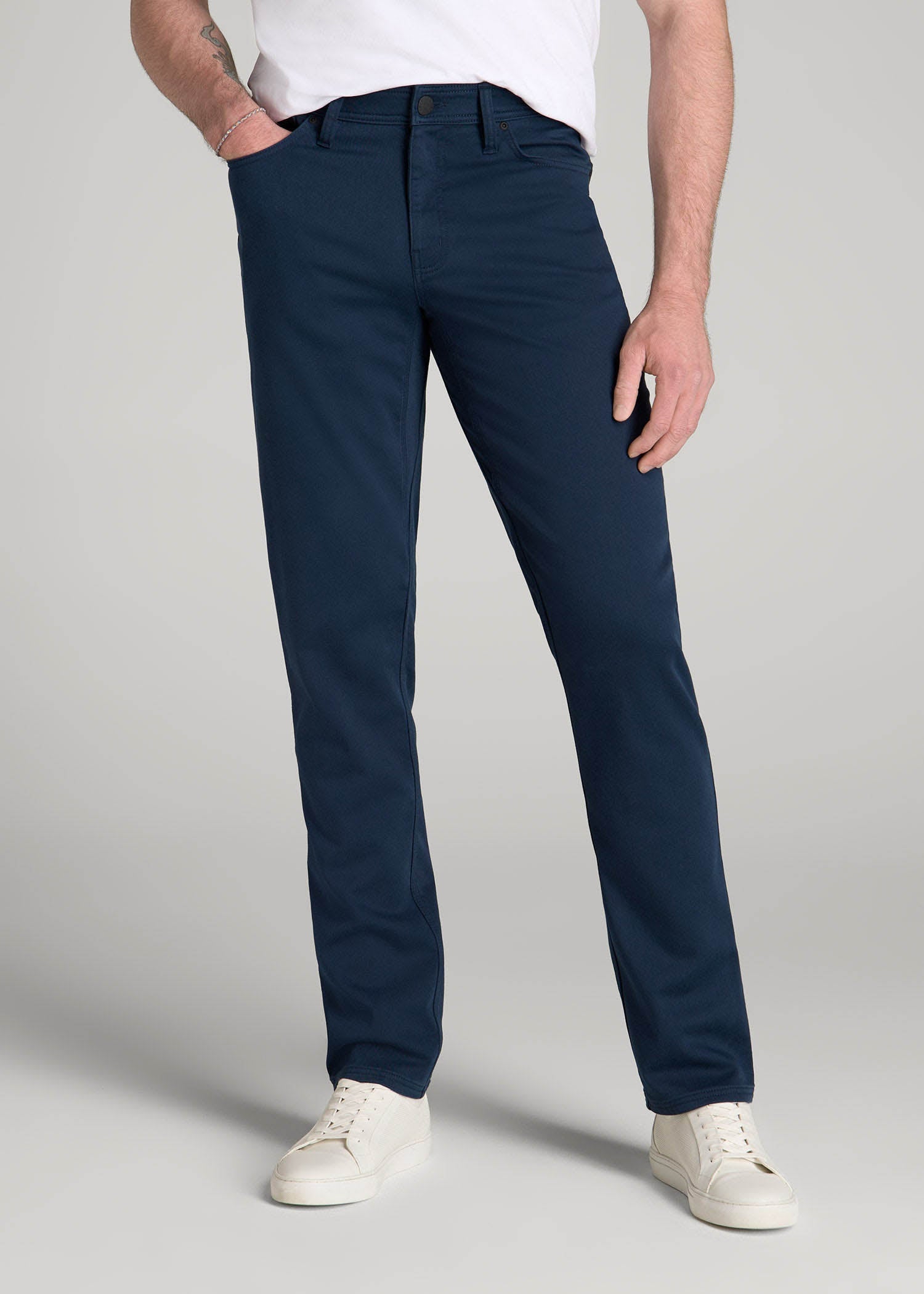 American Tall Sale | Everyday Comfort 5-Pocket TAPERED-FIT Pant for Tall Men in Marine Navy
