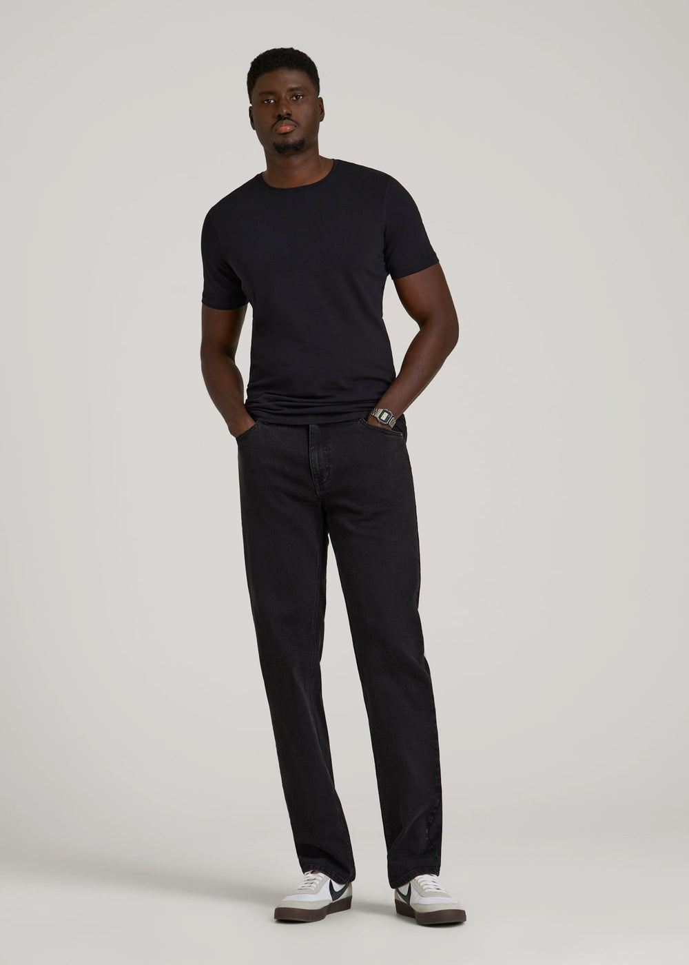 American Tall Outlet | The Essential Slim Fit Crewneck Tee for Tall Men in Black
