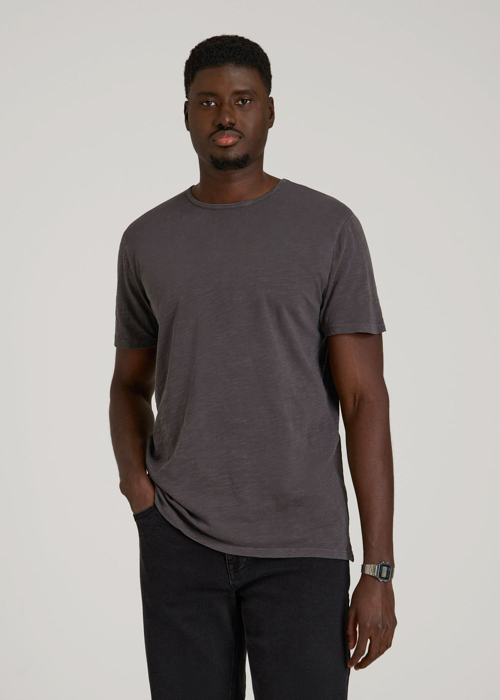 American Tall Online Shop | REGULAR-FIT Slub Tee for Tall Men in Charcoal