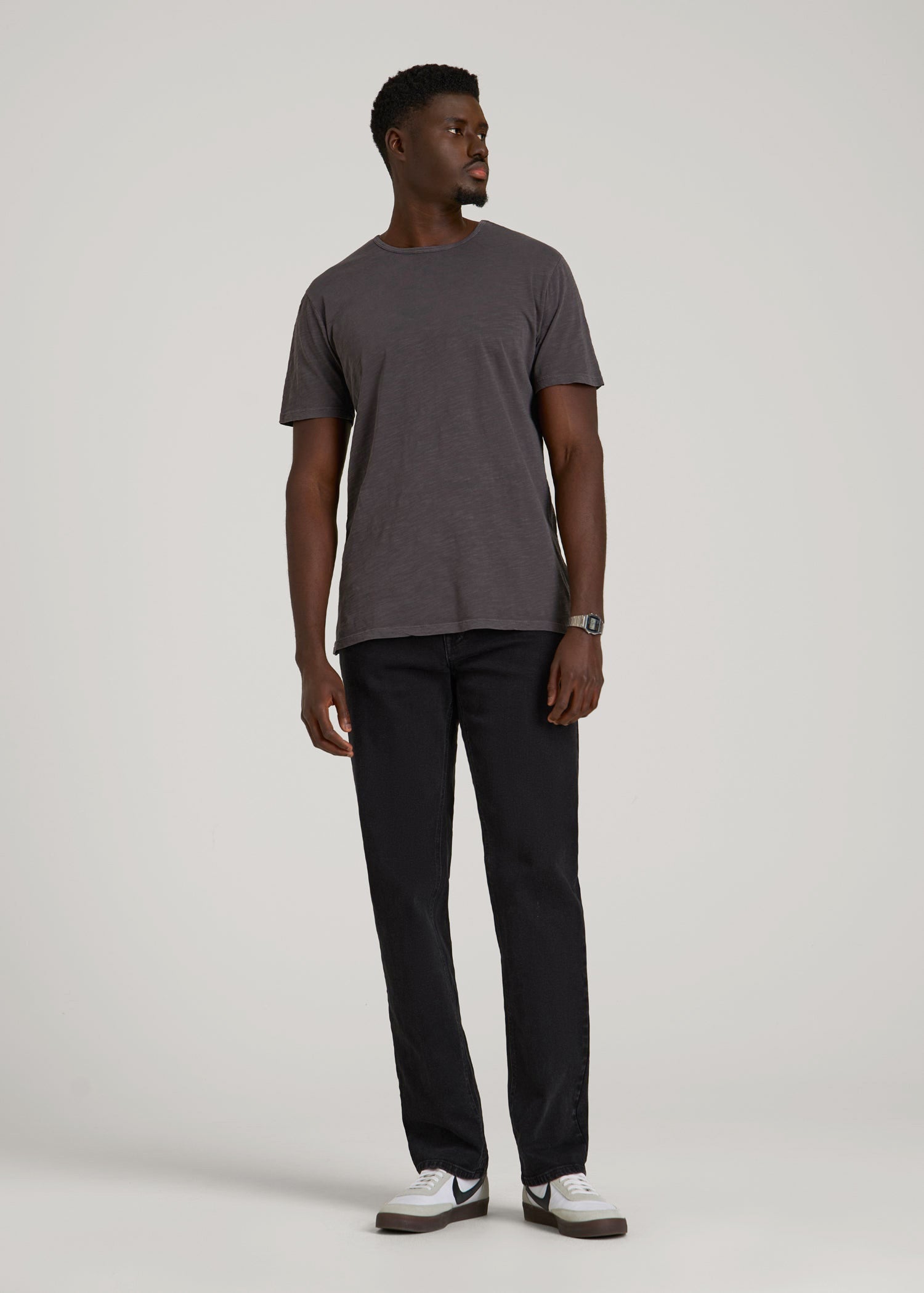 American Tall Online Shop | REGULAR-FIT Slub Tee for Tall Men in Charcoal