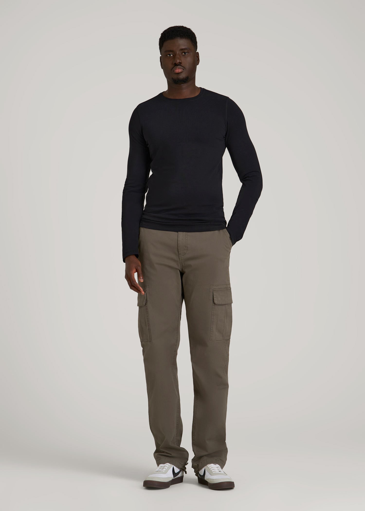 American Tall Sale | The Essential Slim Fit Long Sleeve Tee for Tall Men in Black