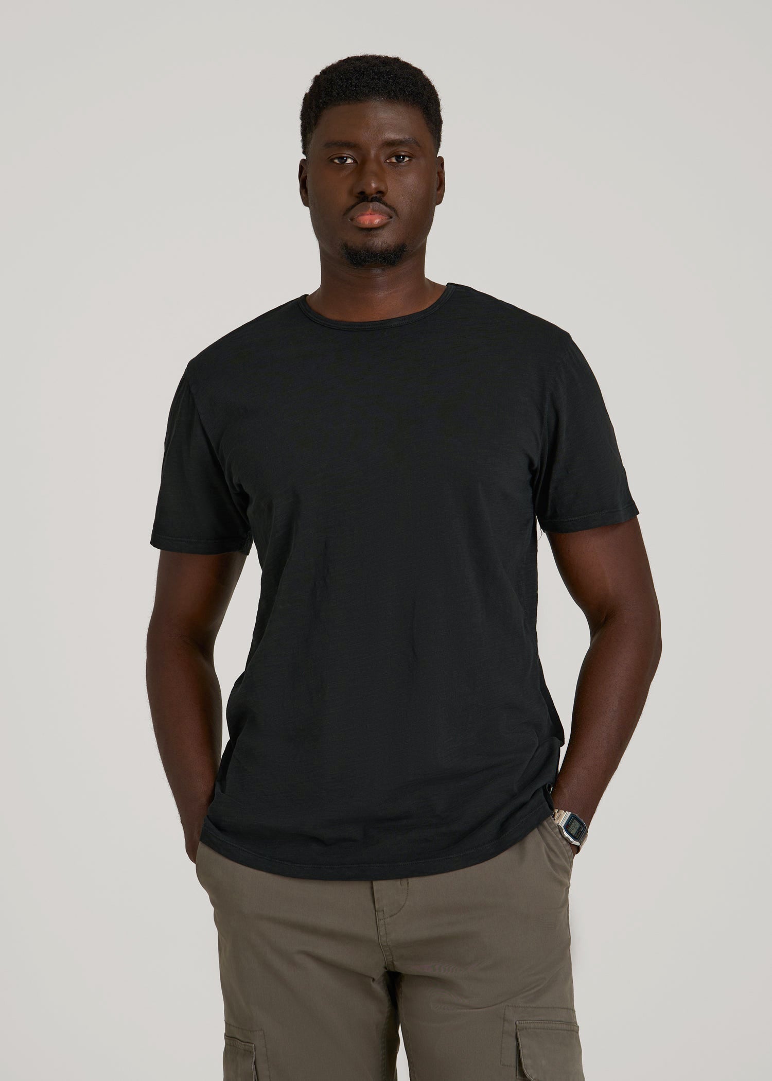 American Tall Discount | REGULAR-FIT Slub Tee for Tall Men in Black