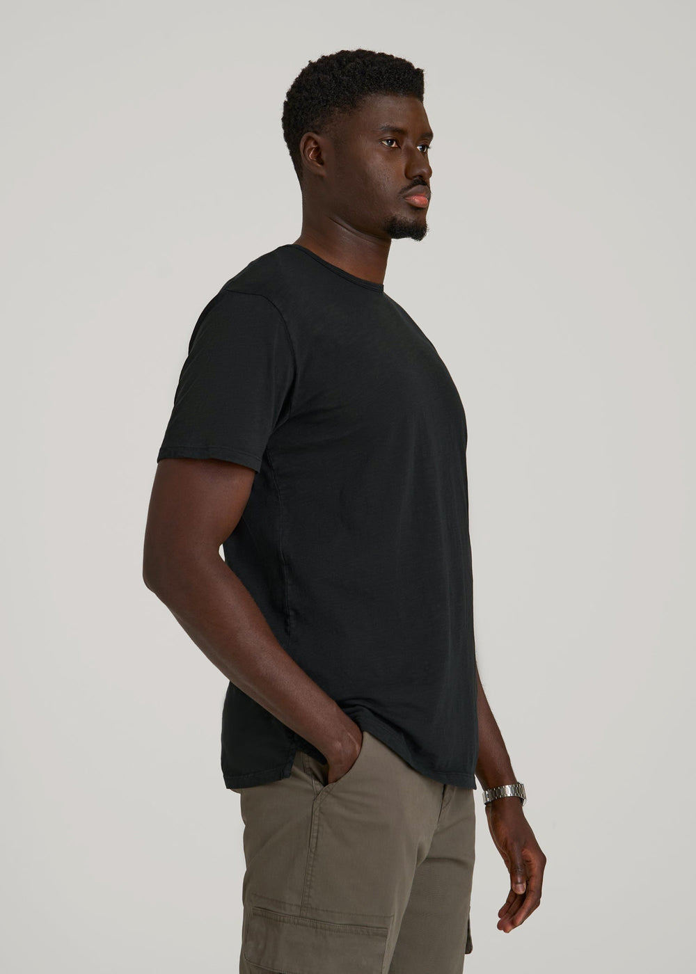 American Tall Discount | REGULAR-FIT Slub Tee for Tall Men in Black