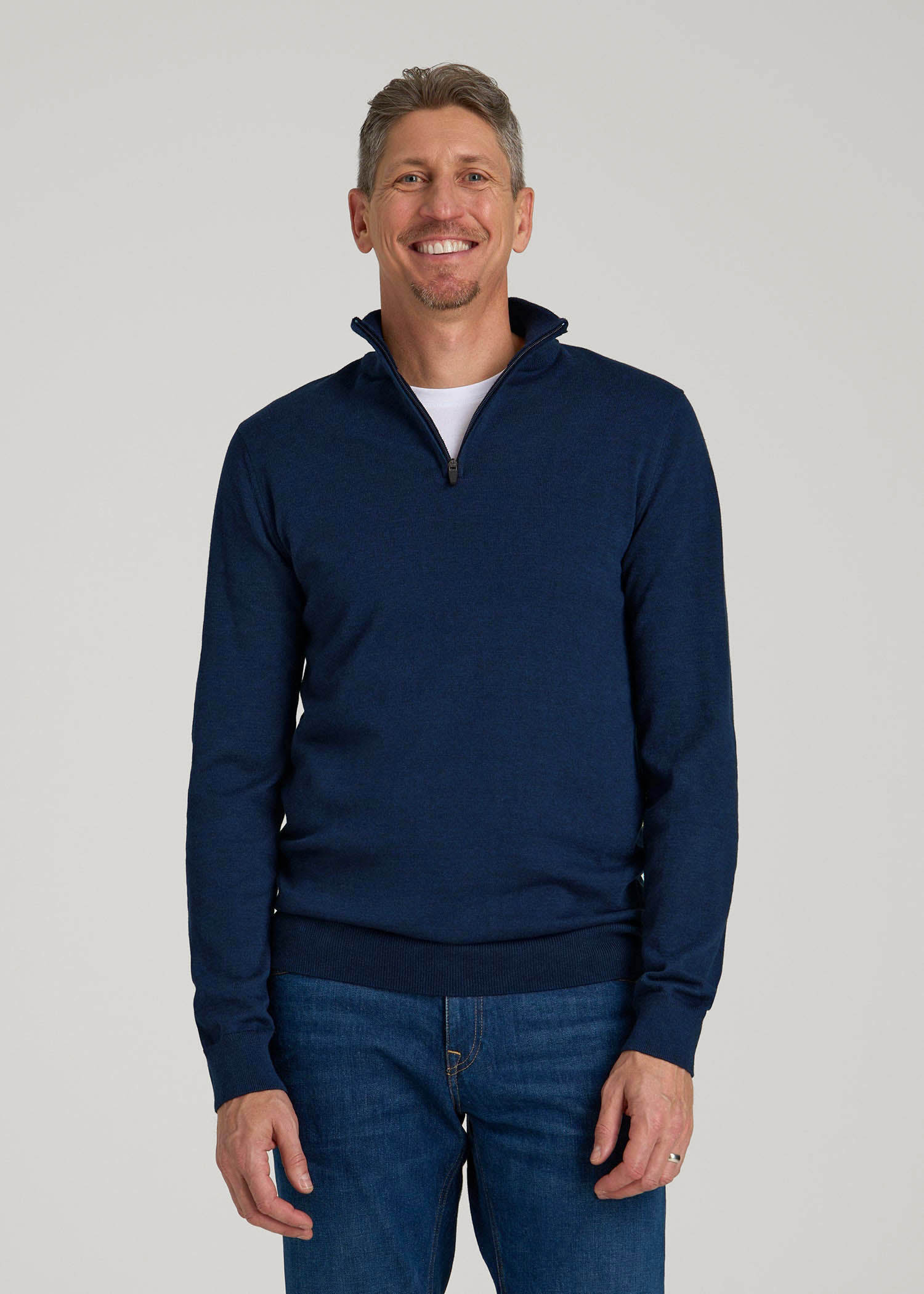 American Tall Online | Everyday Quarter-Zip Sweater for Tall Men in Patriot Blue