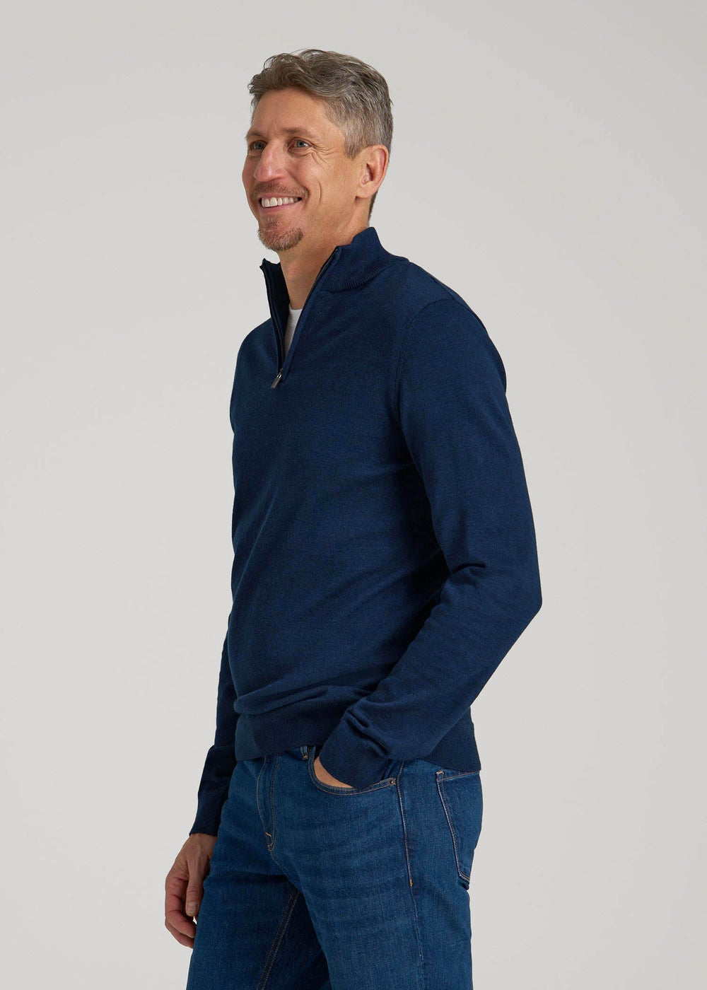 American Tall Online | Everyday Quarter-Zip Sweater for Tall Men in Patriot Blue