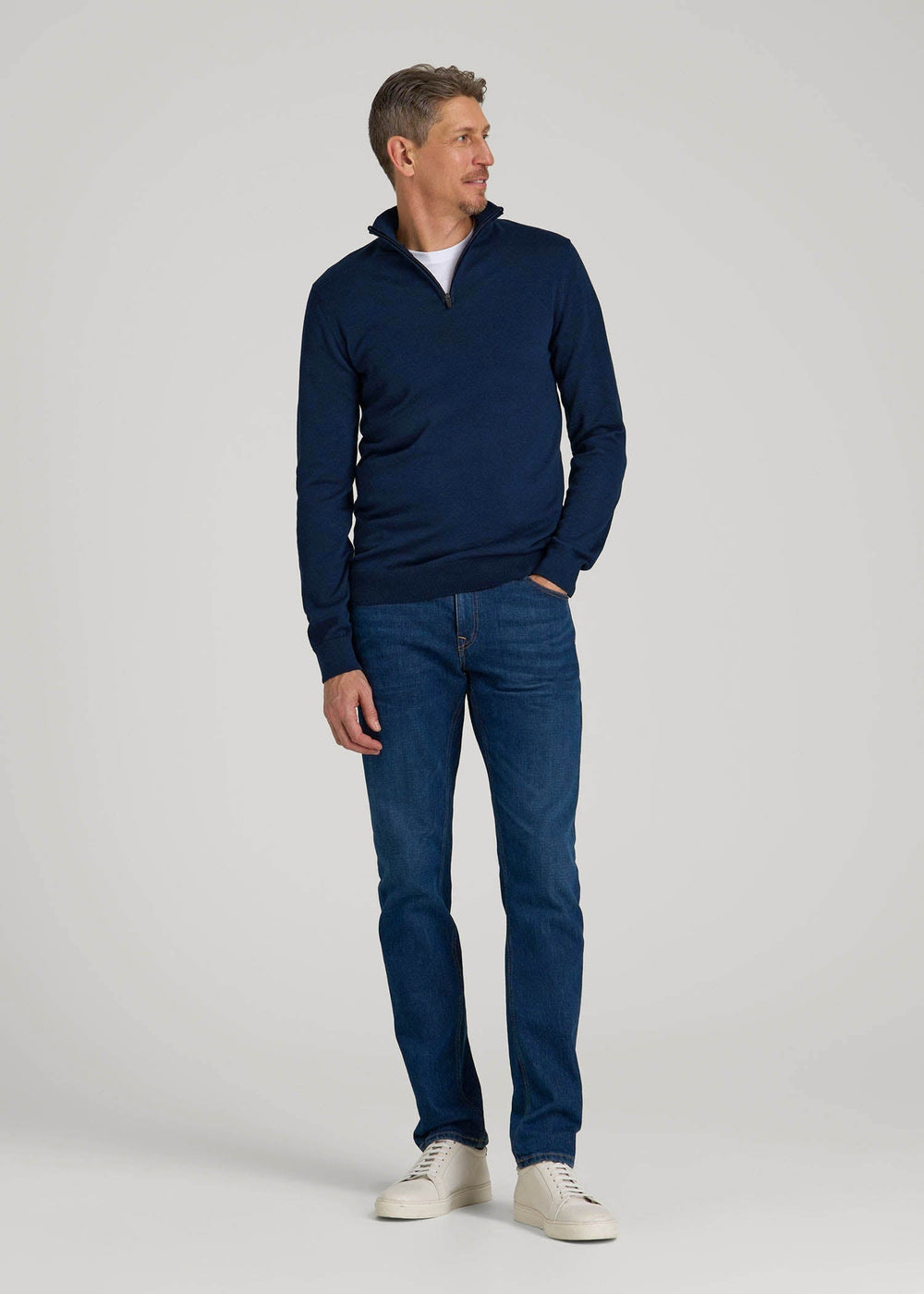 American Tall Online | Everyday Quarter-Zip Sweater for Tall Men in Patriot Blue