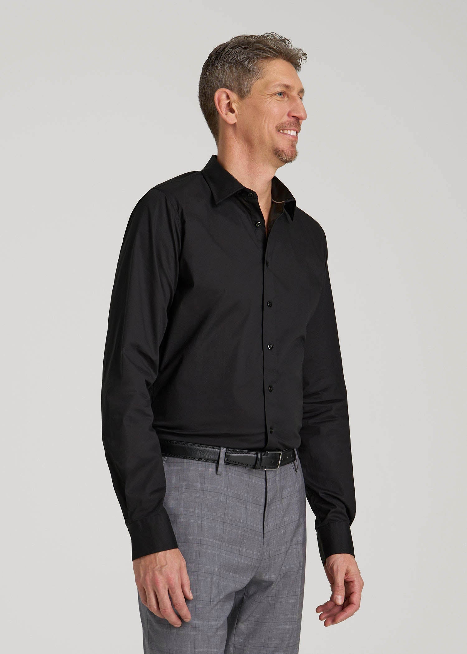 American Tall Sale | Oskar Easy Care Dress Shirt for Tall Men in Black