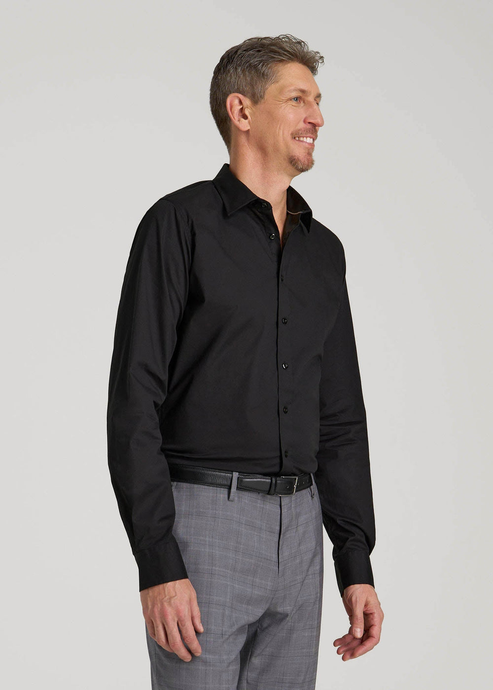 American Tall Sale | Oskar Easy Care Dress Shirt for Tall Men in Black