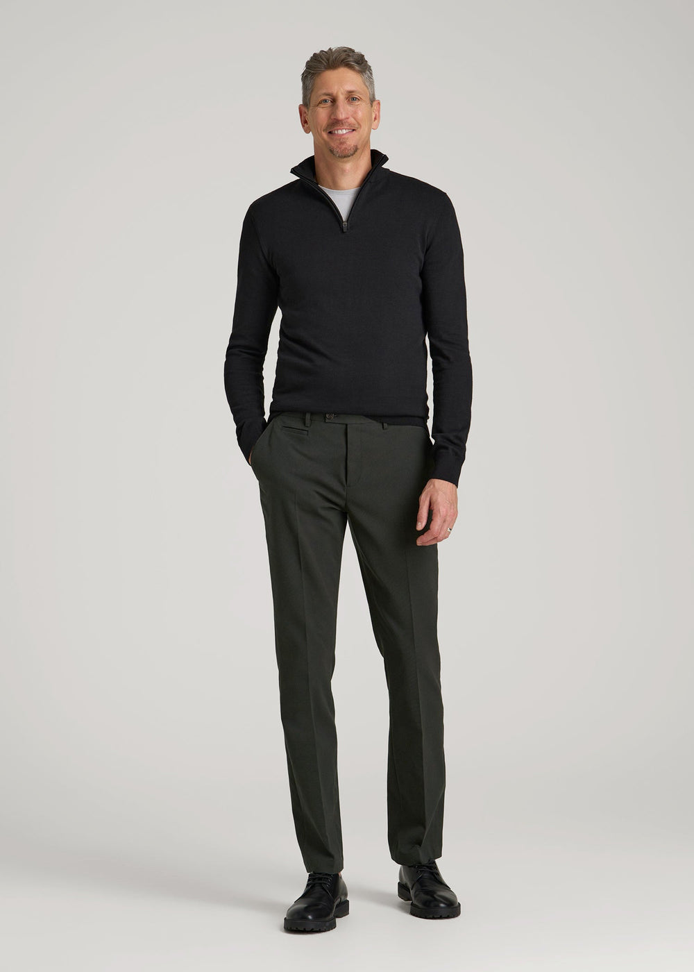 American Tall Online Shop | Everyday Quarter-Zip Sweater for Tall Men in Black