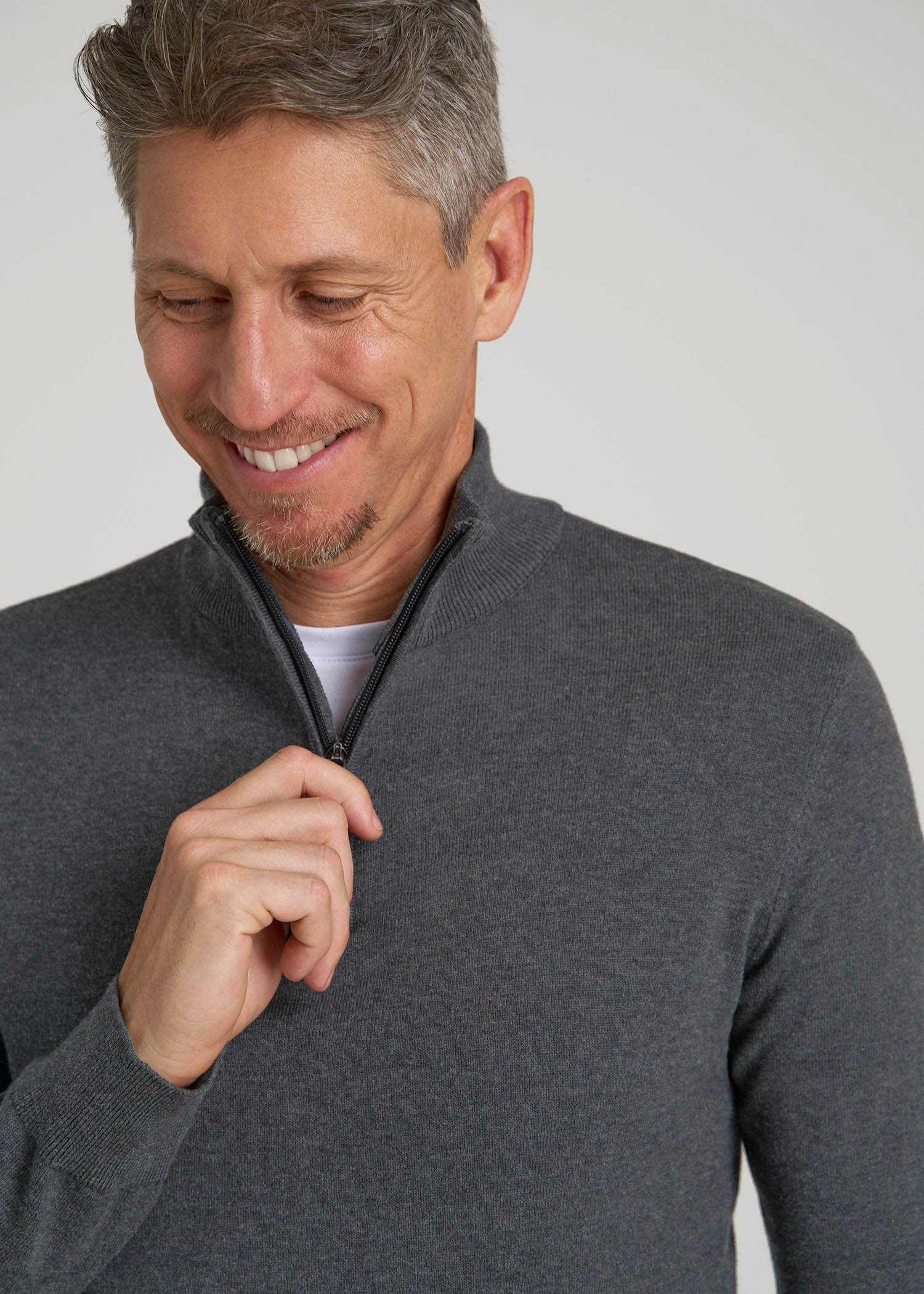 American Tall Online | Everyday Quarter-Zip Sweater for Tall Men in Charcoal Mix