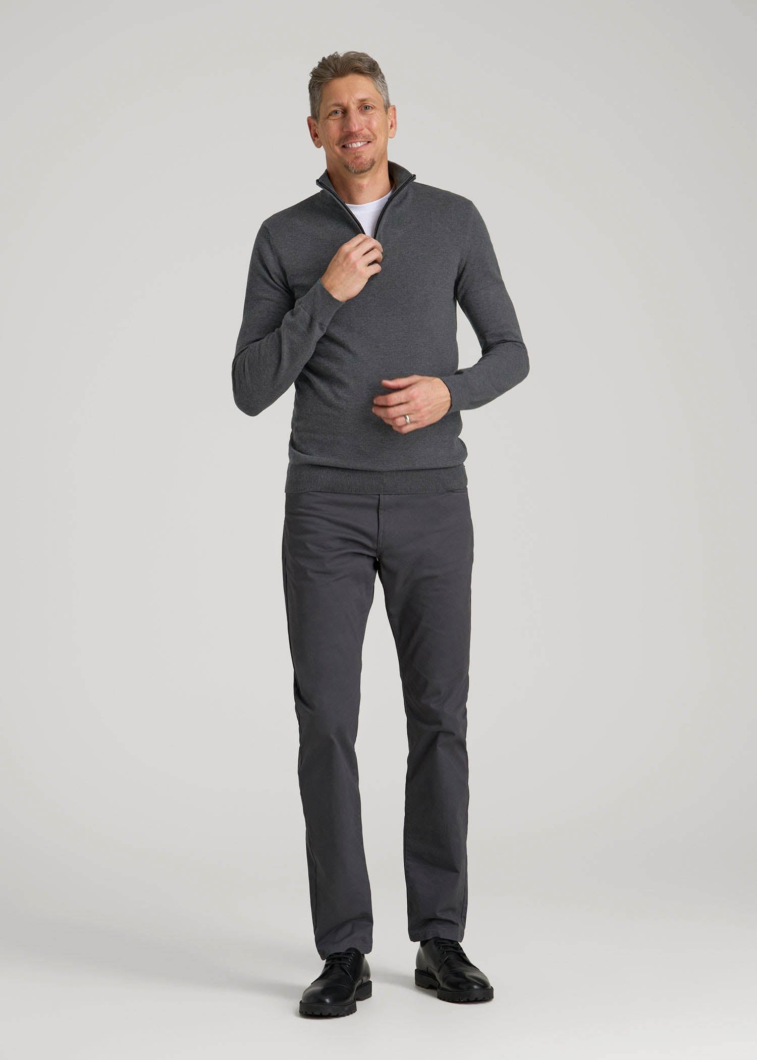 American Tall Online | Everyday Quarter-Zip Sweater for Tall Men in Charcoal Mix