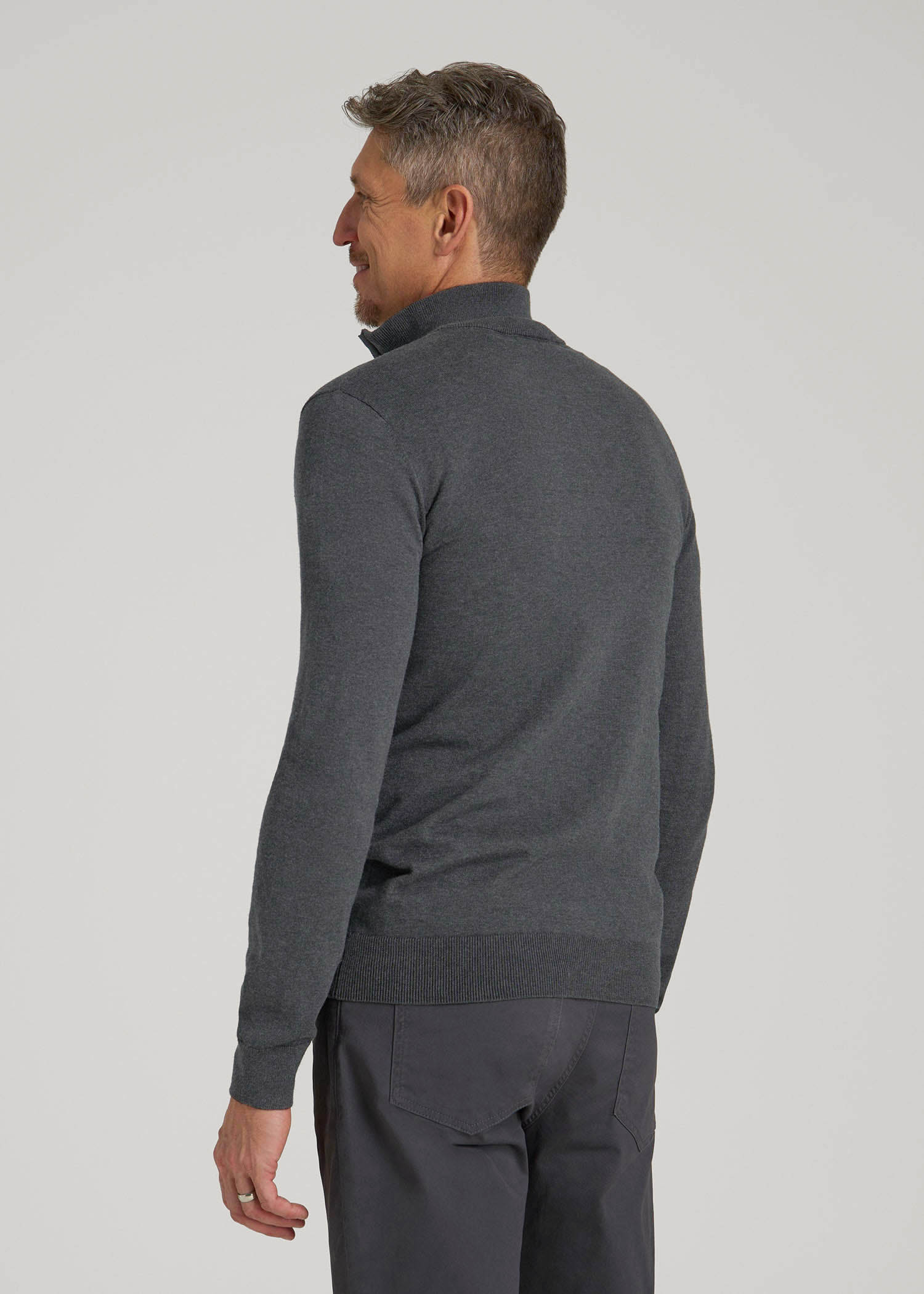 American Tall Online | Everyday Quarter-Zip Sweater for Tall Men in Charcoal Mix
