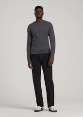 American Tall Sale | The Essential Slim Fit Long Sleeve Tee for Tall Men in Charcoal Mix