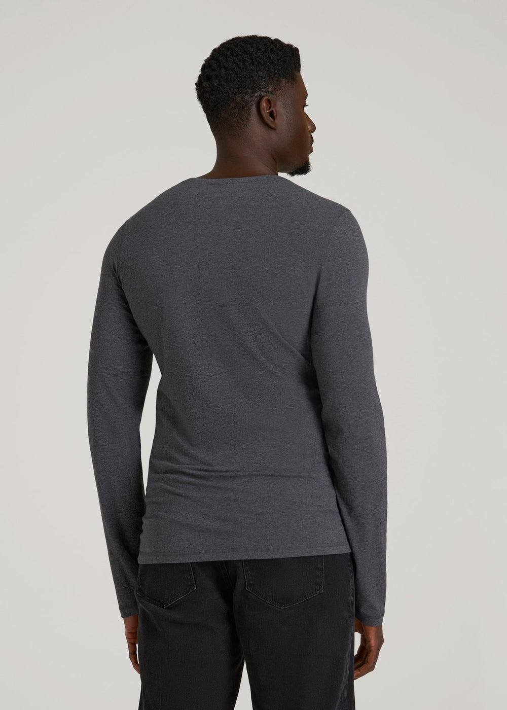 American Tall Sale | The Essential Slim Fit Long Sleeve Tee for Tall Men in Charcoal Mix
