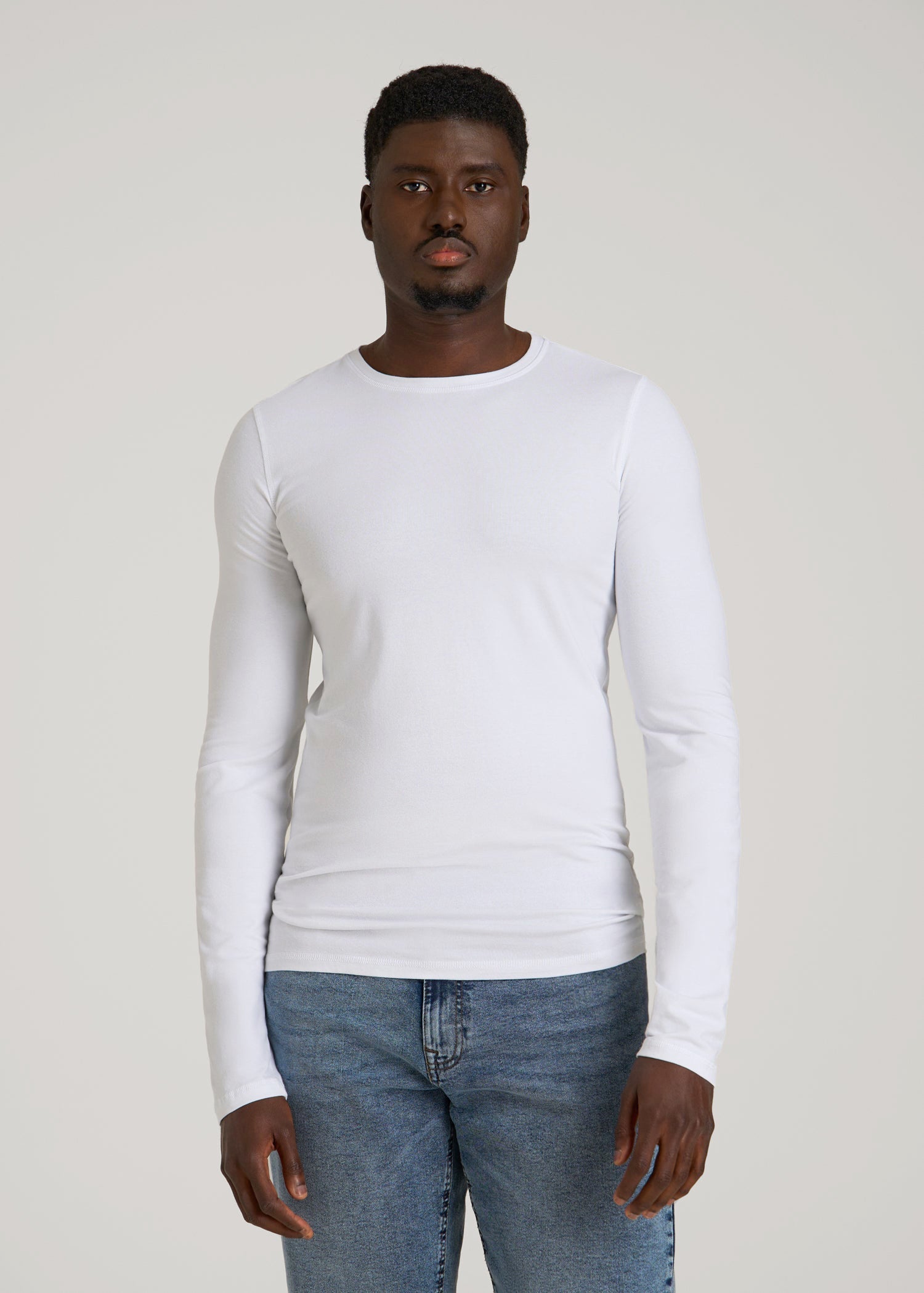 American Tall Outlet | The Essential Slim Fit Long Sleeve Tee for Tall Men in White