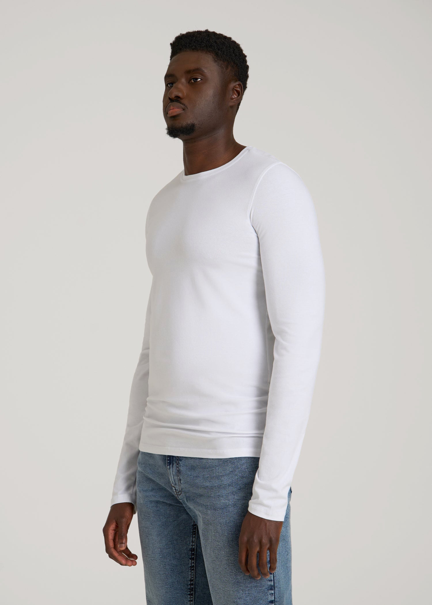 American Tall Outlet | The Essential Slim Fit Long Sleeve Tee for Tall Men in White