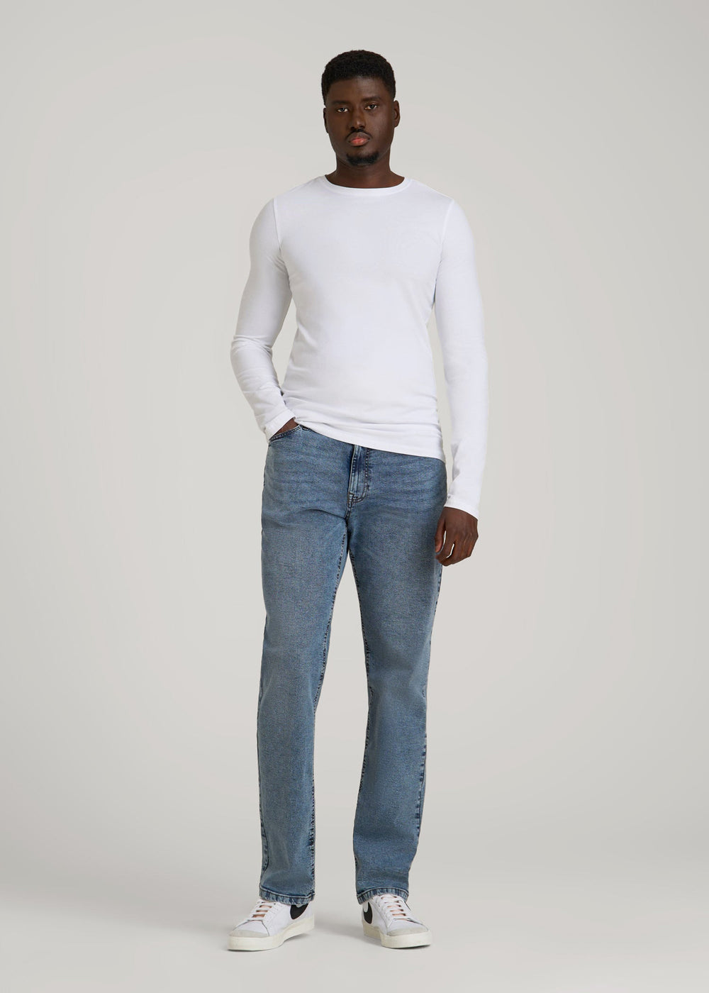 American Tall Outlet | The Essential Slim Fit Long Sleeve Tee for Tall Men in White
