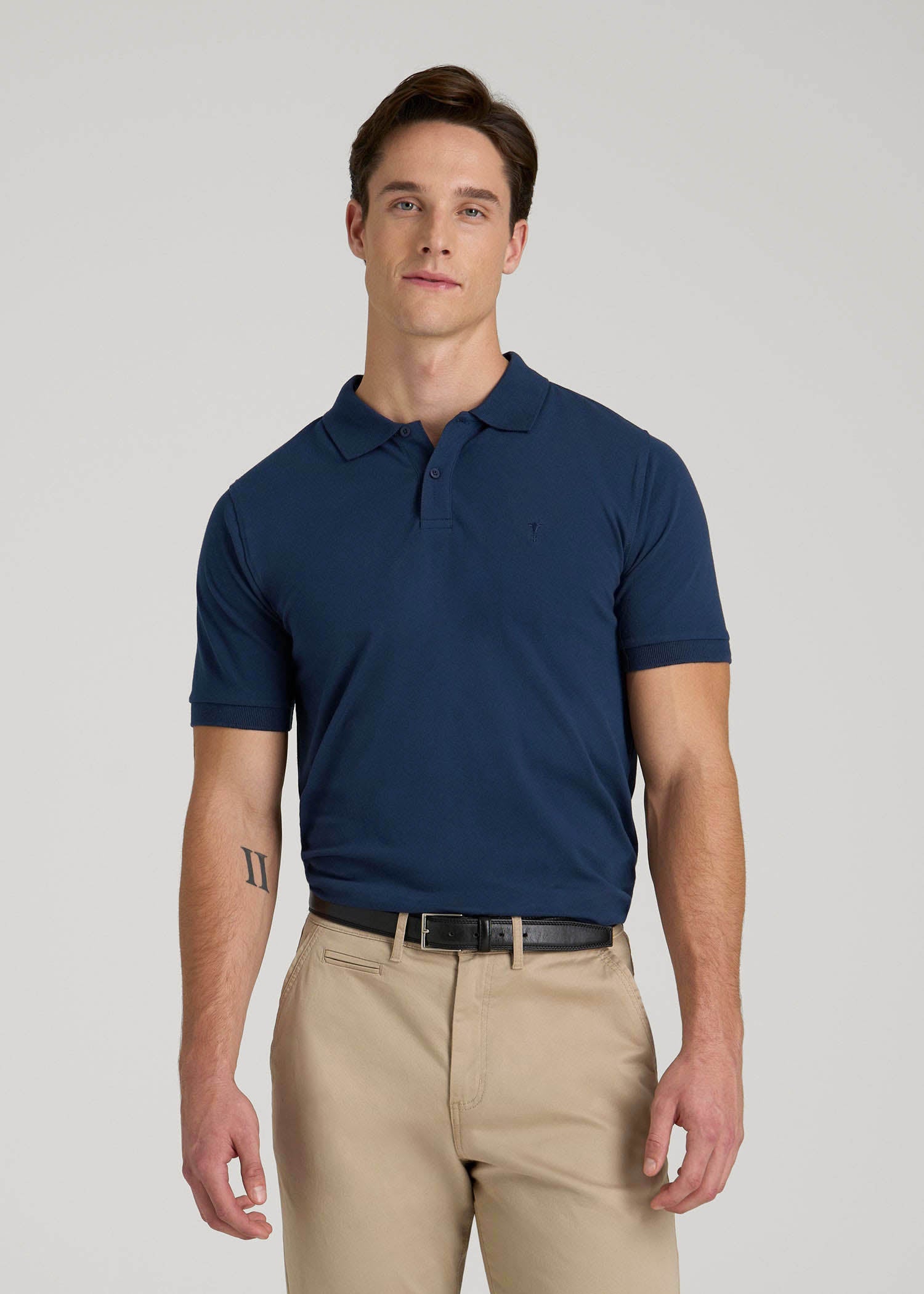 American Tall Online Shop | Classic Polo with Embroidered Logo for Tall Men in Marine Navy