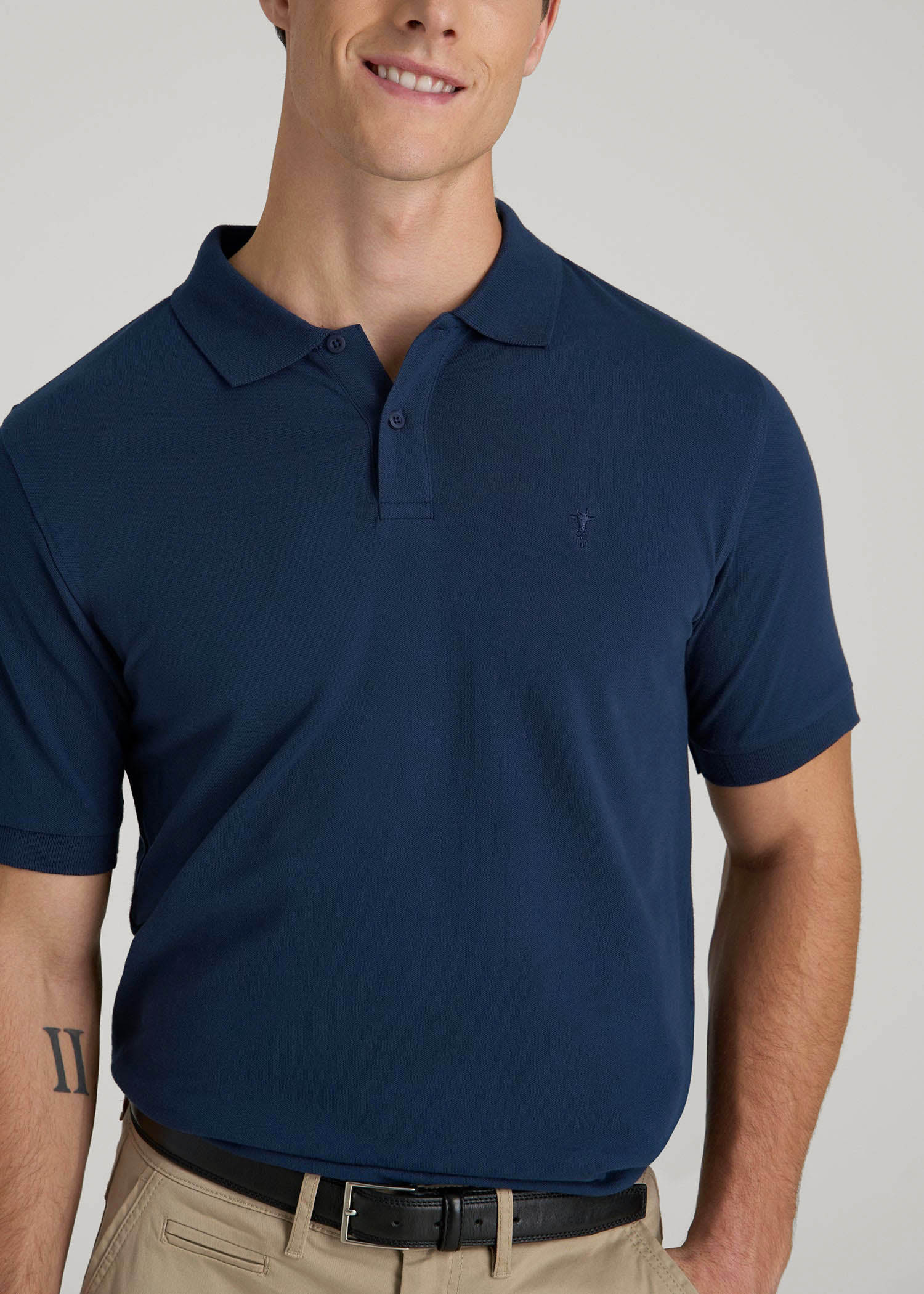 American Tall Online Shop | Classic Polo with Embroidered Logo for Tall Men in Marine Navy