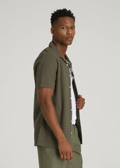 American Tall Online | Seersucker Camp Collar Short Sleeve Shirt for Tall Men in Olive