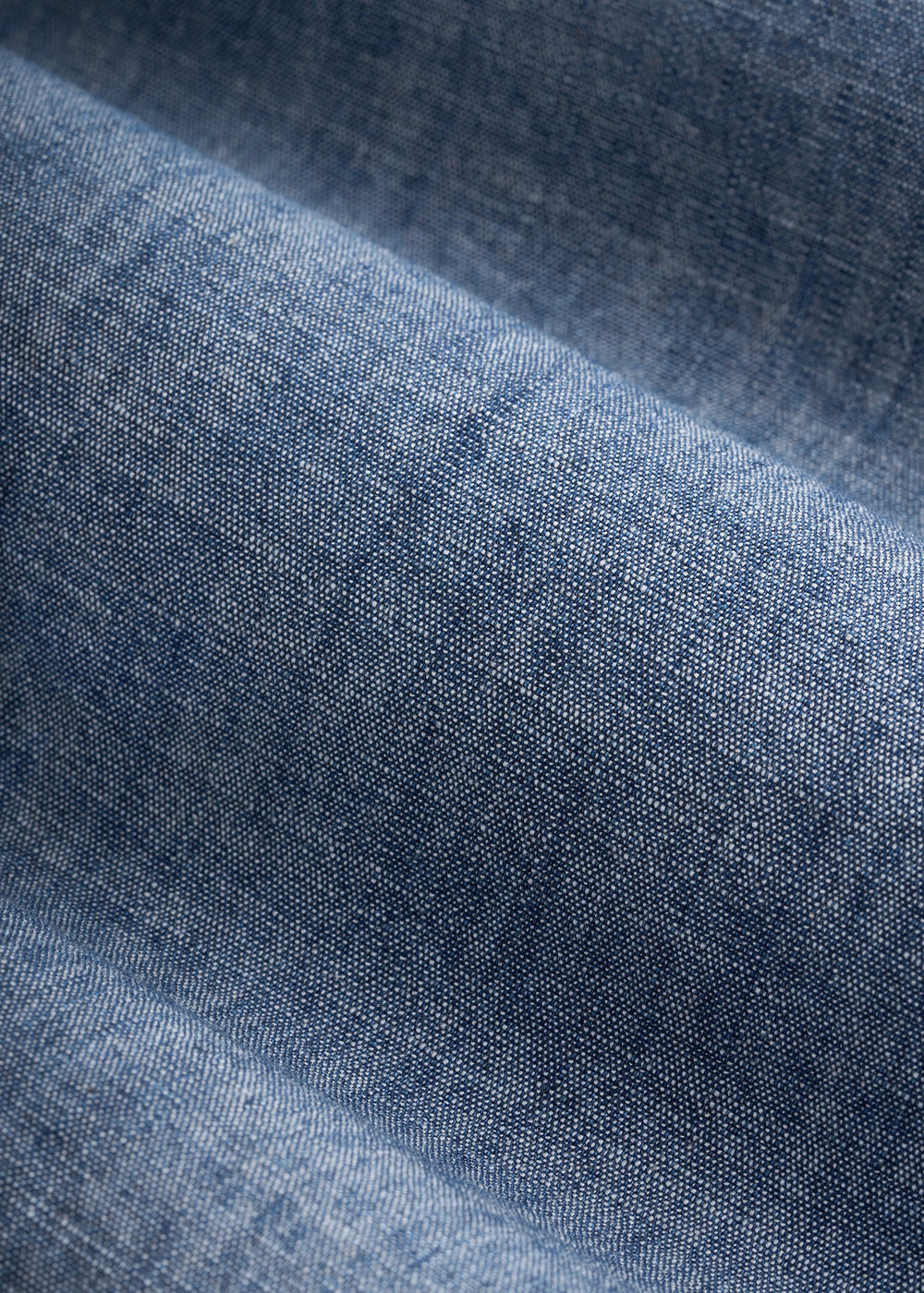American Tall Sale | Short Sleeve Chambray Shirt for Tall Men in Mid Blue Chambray